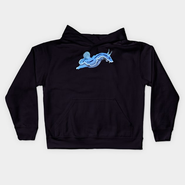 Blue Sea Slug Kids Hoodie by labstud